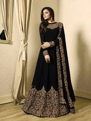 Black Designer Georgette Anarkali Suit  1