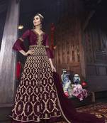 Burgundy Designer Net Anarkali Suit 
