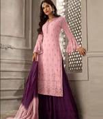 Pink Petals Designer Party Wear Plazo Suit 