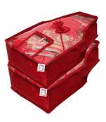 Atorakushon    Satin Blouse Cover Clothes Storage Bag Wardrobe Garments Organiser {maroon} pack of 2