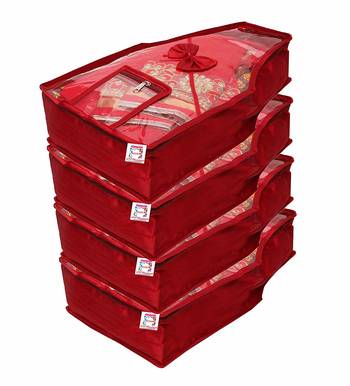 Atorakushon    Satin Blouse Cover Clothes Storage Bag Wardrobe Garments Organiser  {maroon} pack of 4 1