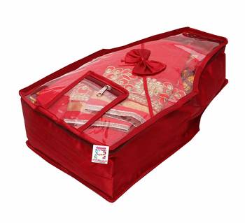 Atorakushon    Satin Blouse Cover Clothes Storage Bag Wardrobe Garments Organiser  {maroon} pack of 4 3