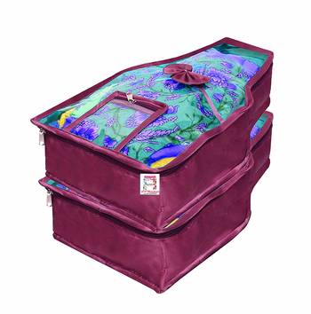 Atorakushon    Satin Blouse Cover Clothes Storage Bag Wardrobe Garments Organiser {Purple} pack of 2 1