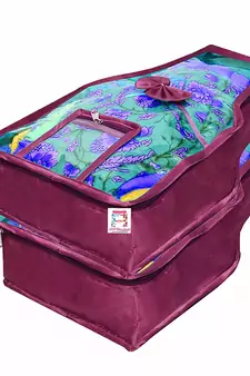 Atorakushon    Satin Blouse Cover Clothes Storage Bag Wardrobe Garments Organiser {Purple} pack of 2