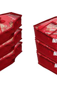 Atorakushon    Satin Blouse Cover Clothes Storage Bag Wardrobe Garments Organiser  {maroon} pack of 6