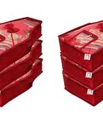 Atorakushon    Satin Blouse Cover Clothes Storage Bag Wardrobe Garments Organiser  {maroon} pack of 6