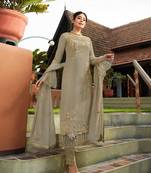 Light Brown Party Wear Designer Straight Suit 