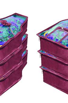Atorakushon    Satin Blouse Cover Clothes Storage Bag Wardrobe Garments Organiser  {Purple} pack of 6
