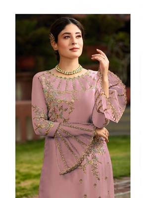 Light Pink Party Wear Designer Straight Suit  2