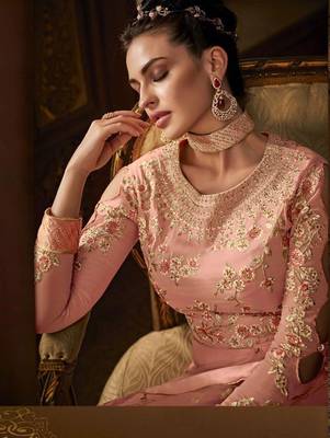 Light Pink Wedding Wear Anarkali Suit  2