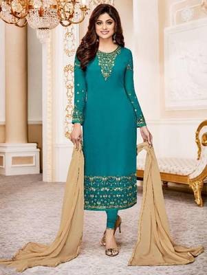 Green Wedding Wear Designer Straight Suit  1