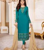 Green Wedding Wear Designer Straight Suit 