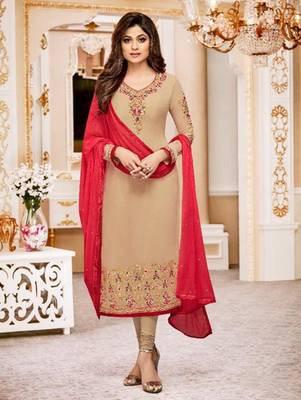 Light Brown Wedding Wear Designer Straight Suit  1