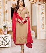 Light Brown Wedding Wear Designer Straight Suit 