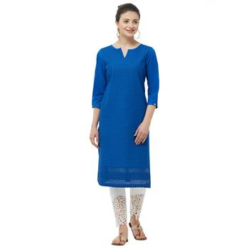 Blue embroidered cotton kurtas-and-kurtis 1