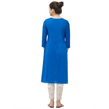 Blue embroidered cotton kurtas-and-kurtis 3