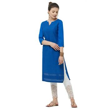Blue embroidered cotton kurtas-and-kurtis 4