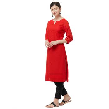 Red embroidered cotton kurtas-and-kurtis 2
