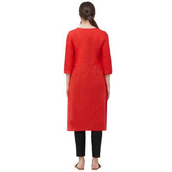 Red embroidered cotton kurtas-and-kurtis 3