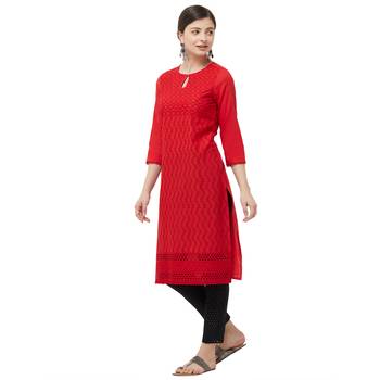 Red embroidered cotton kurtas-and-kurtis 2