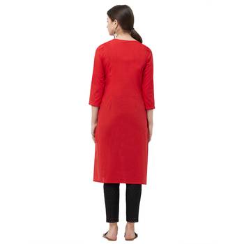 Red embroidered cotton kurtas-and-kurtis 3
