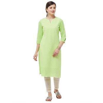 Lime embroidered cotton kurtas-and-kurtis 1