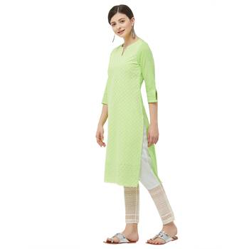 Lime embroidered cotton kurtas-and-kurtis 2