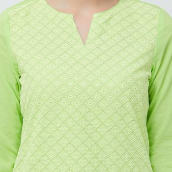 Lime embroidered cotton kurtas-and-kurtis 5