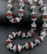 Saizen Rudraksha Mala Hindu Religious Mala 28 Inch Length Silver Plated Alloy Chain