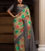 Multicolor Brasso Kanchipuram Silk Saree With Blouse