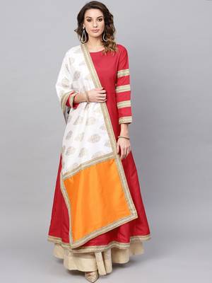 Red plain polyester salwar 1