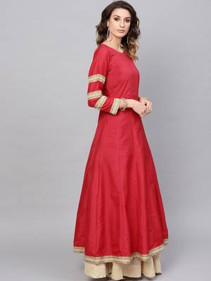 Red plain polyester salwar 3