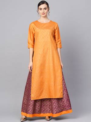 Mustard printed polyester salwar 1