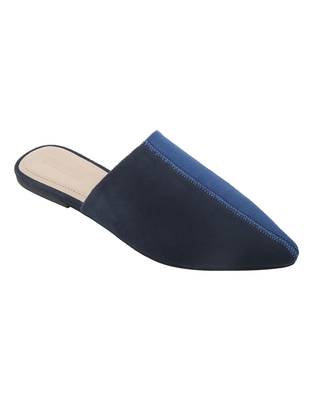 Trends & Trades Womens Two Tone Blue & Black Pointed Flat Mules Shoes 1