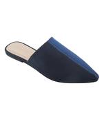 Trends & Trades Womens Two Tone Blue & Black Pointed Flat Mules Shoes