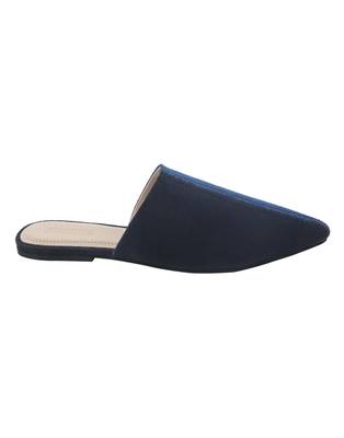 Trends & Trades Womens Two Tone Blue & Black Pointed Flat Mules Shoes 3