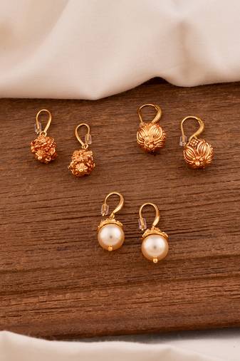 Three pairs of Ethnic earrings one gram gold