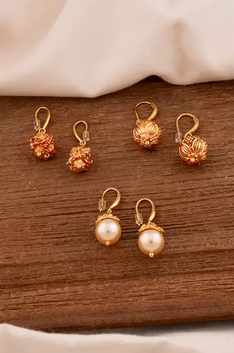 Three pairs of Ethnic earrings one gram gold