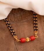 Black beads mangalsutra/daremani MEDIUM length 24" with GSB tali one gram gold