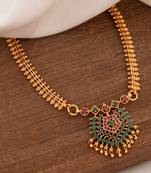 Golden Leaf Design Necklace with Pendant