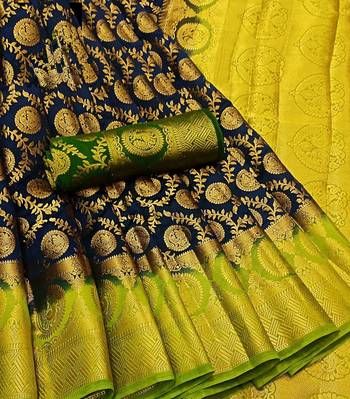 Multicolor woven art silk saree with blouse 1