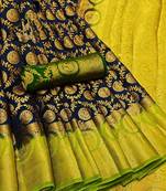Multicolor woven art silk saree with blouse