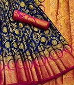 Multicolor woven art silk saree with blouse
