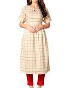 Blissta Beige Cotton Flex Anarkali Kurti