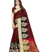 Black Woven Banarasi Sarees With Unstitched Blouse