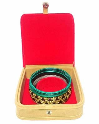 atorakushon   Mini Bangle Bracelet Box Travel Gift Box Jewelry Case Wedding Gift, Vanity Box pack of 2 (Beige, Red) 3
