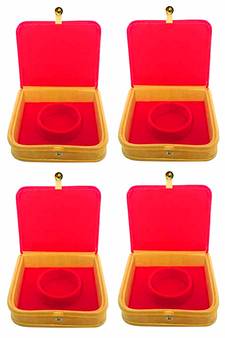 atorakushon   Mini Bangle Bracelet Box Travel Gift Box Jewelry Case Wedding Gift, Vanity Box pack of 4 (Beige, Red)