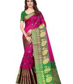 Pink Woven Banarasi Sarees With Unstitched Blouse