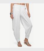 White Rayon Embroidered Dhoti Pants For Women's
