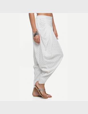 White Rayon Embroidered Dhoti Pants For Women's 2